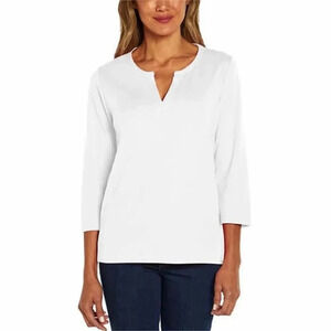 Orvis Womens’ Pima Cotton ¾ Sleeve Split Neck Top